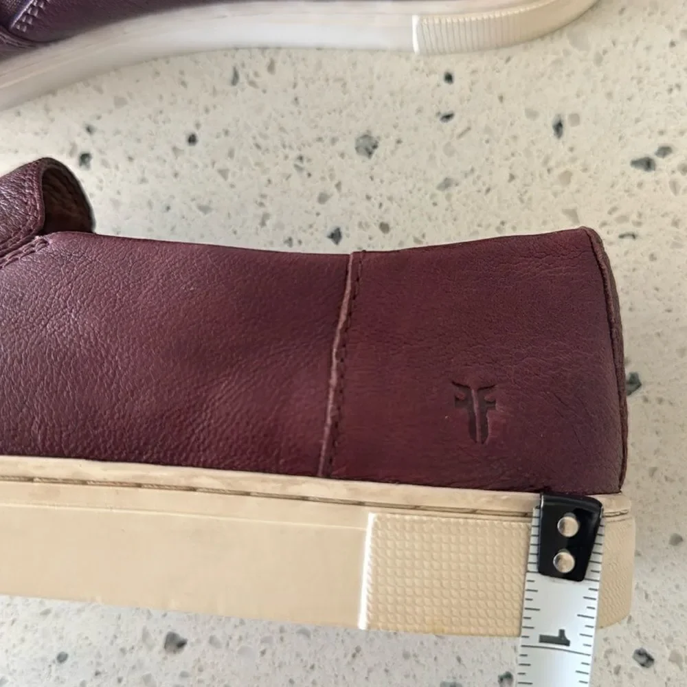 Frye Gemma Slip On Sneaker Burgundy Leather Women’s Size 10 Casual comfort EUC